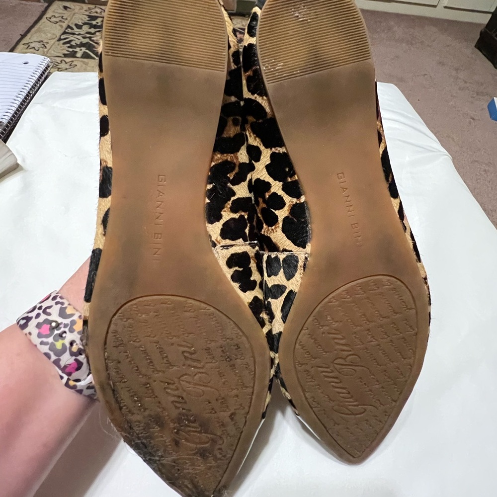 Sz 9.5 Cheetah Calf Hair Leather ballerina flats Gianni Bini - Picture 10 of 13